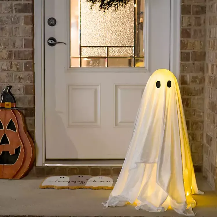 Halloween>Kirklands Home LED Fabric Ghost Decoration, 30 in. White