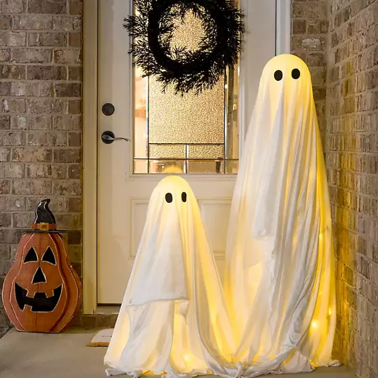 Halloween>Kirklands Home LED Fabric Ghost Decoration, 30 in. White