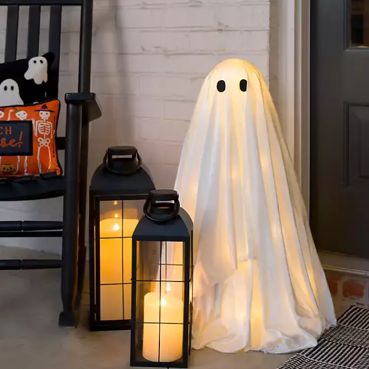 Halloween>Kirklands Home LED Fabric Ghost Decoration, 30 in. White