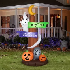 Halloween>Kirklands Home LED Ghost Street Sign Halloween Inflatable, 8 ft.