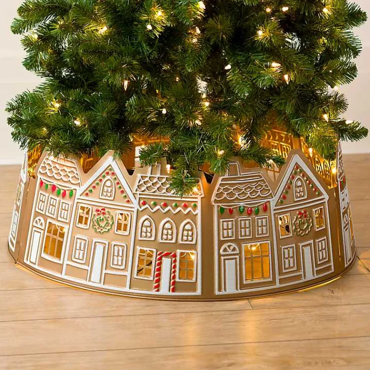 Christmas Tree Skirts & Collars>Kirklands Home LED Gingerbread Christmas Tree Collar, 28 in. Gold