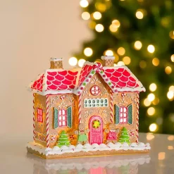 Christmas Decorations>Kirklands Home LED Gingerbread House Statue, 10 in. Brown