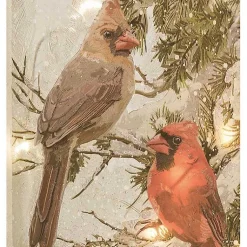 Christmas Art & Wall Decor>Kirklands Home LED Glass Cardinals Christmas Wall Plaque