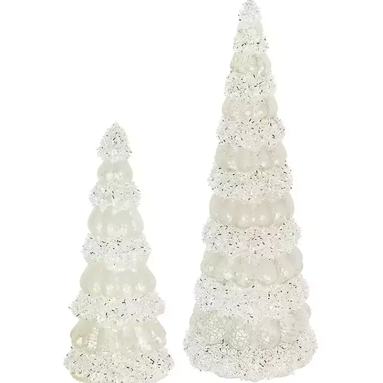 Christmas Decorations>Kirklands Home LED Glass Cone Snowy Trees, Set of 2