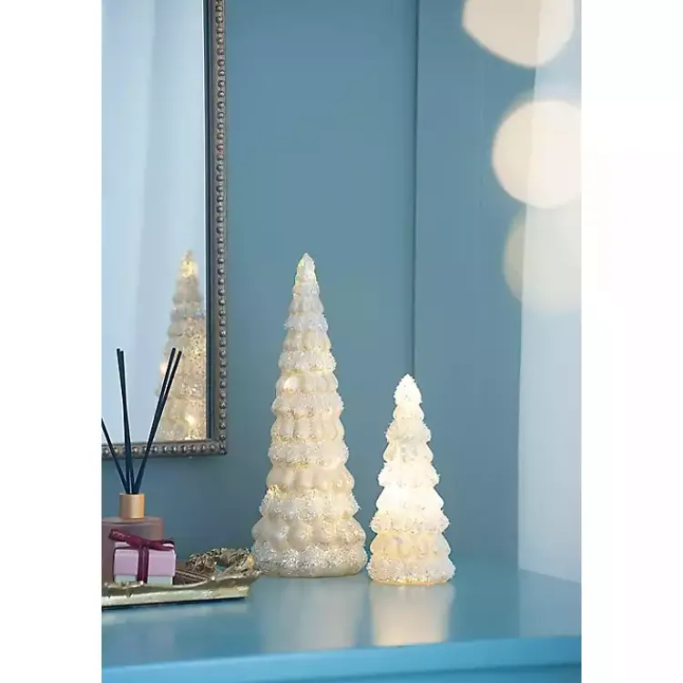 Christmas Decorations>Kirklands Home LED Glass Cone Snowy Trees, Set of 2