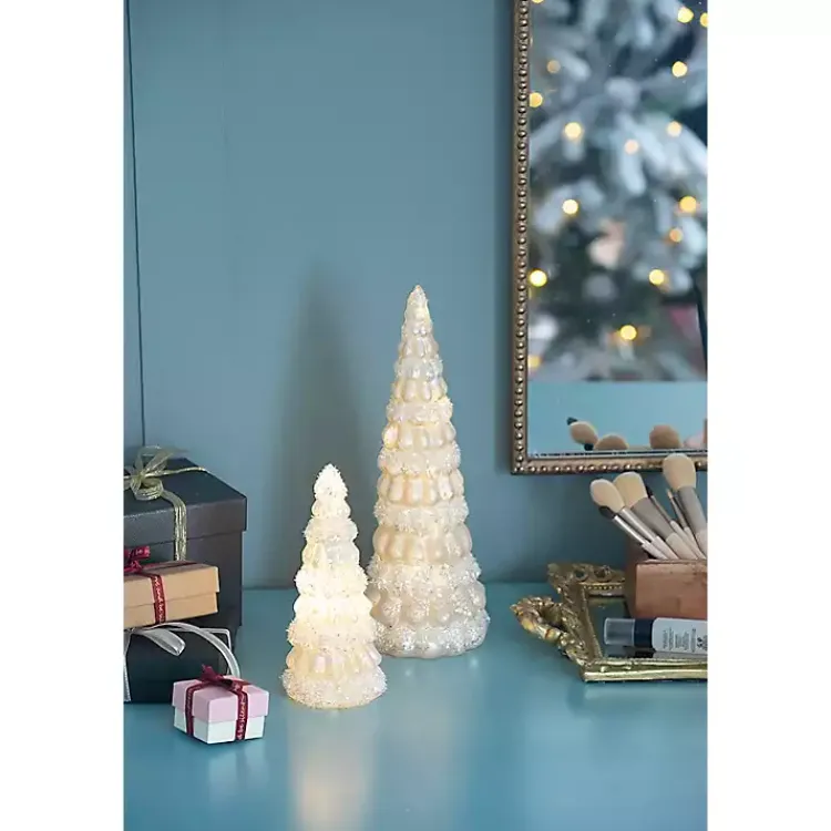 Christmas Decorations>Kirklands Home LED Glass Cone Snowy Trees, Set of 2