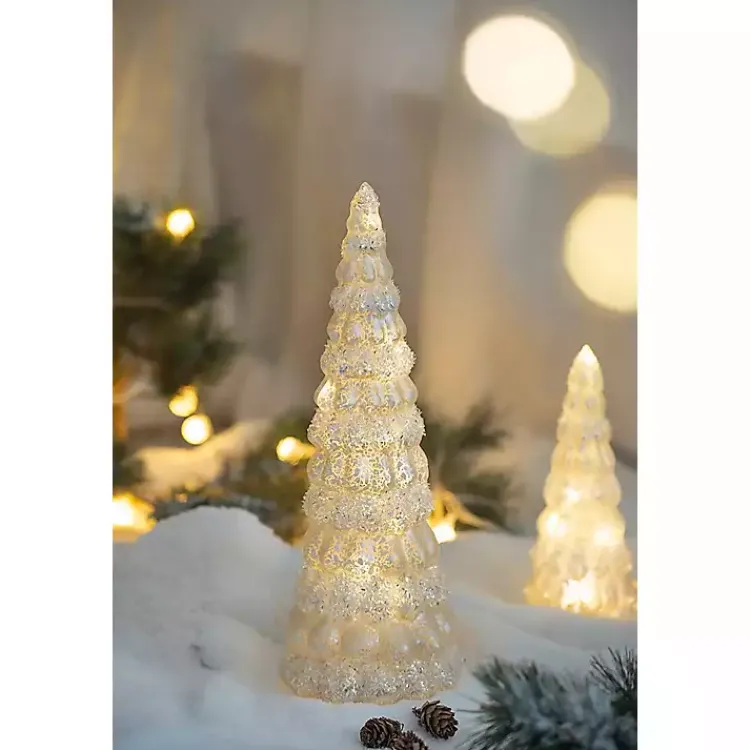 Christmas Decorations>Kirklands Home LED Glass Cone Snowy Trees, Set of 2