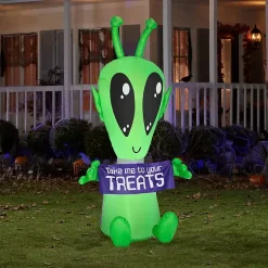 Halloween>Kirklands Home LED Alien Halloween Inflatable, 7 ft. Green