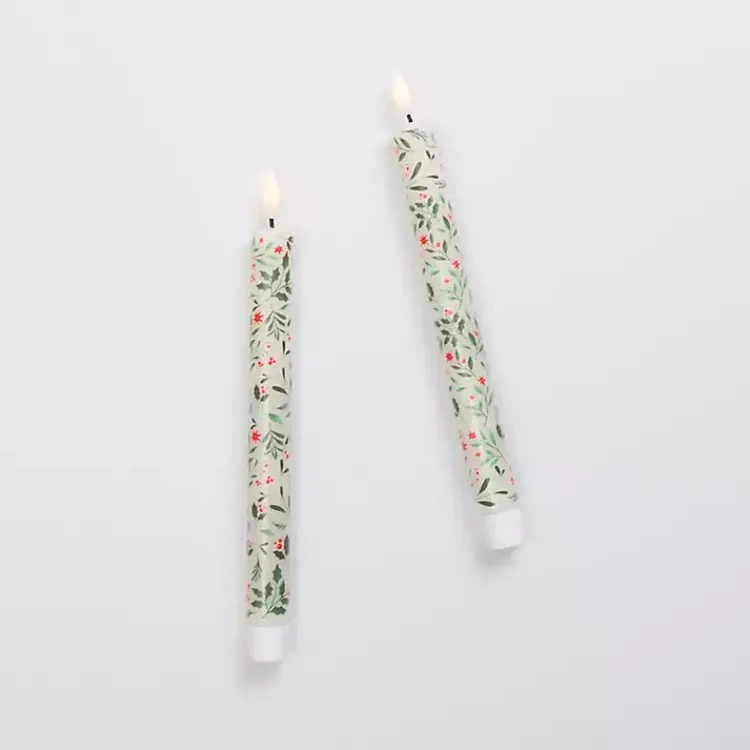 Flameless Candles>Kirklands Home LED Holly Taper Candles, Set of 2