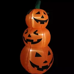 Halloween>Kirklands Home LED Jack O Lantern Trio Outdoor Inflatable Orange