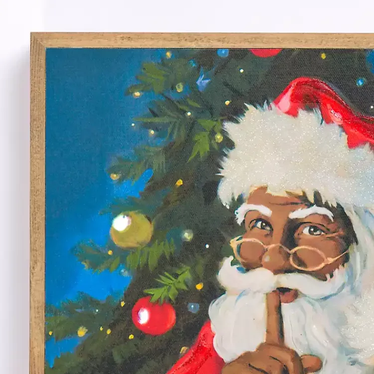 Christmas Art & Wall Decor>Kirklands Home LED Jolly Santa with Toy Bag Framed Art Print Multi