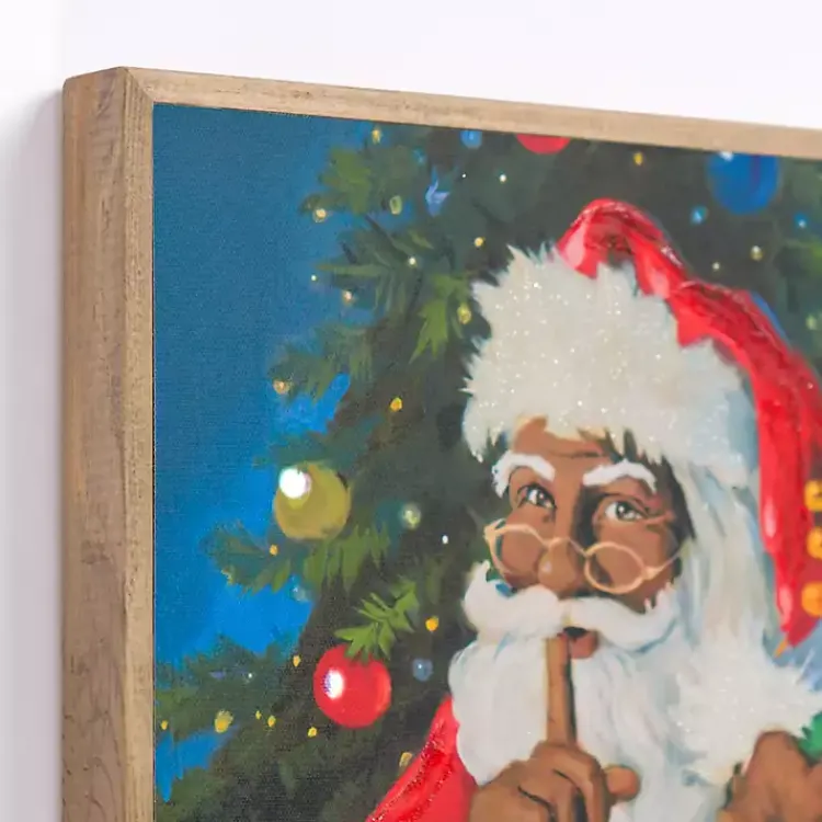 Christmas Art & Wall Decor>Kirklands Home LED Jolly Santa with Toy Bag Framed Art Print Multi