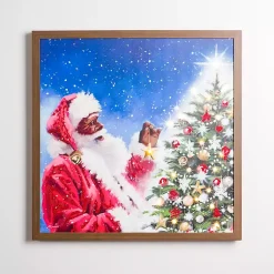 Christmas Art & Wall Decor>Kirklands Home LED Merry Santa & Christmas Tree Canvas Art Print