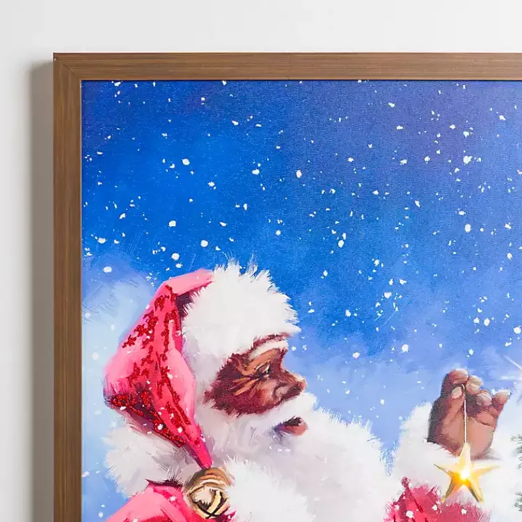 Christmas Art & Wall Decor>Kirklands Home LED Merry Santa & Christmas Tree Canvas Art Print