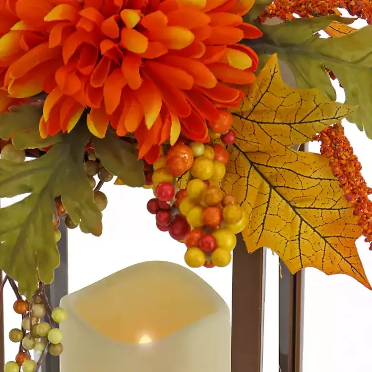 Fall>Kirklands Home LED Mums and Berries Harvest Lantern