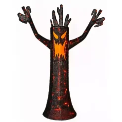 Halloween>Kirklands Home LED Orange & Black Haunted Halloween Tree, 4 ft.