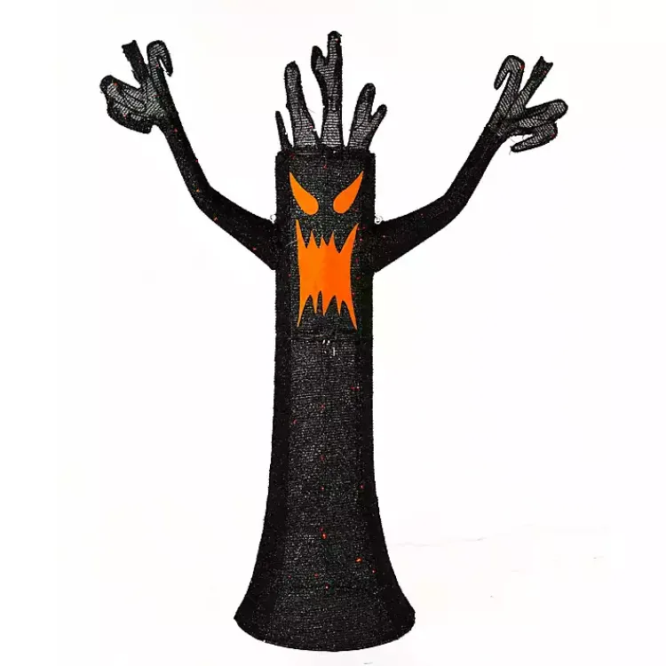 Halloween>Kirklands Home LED Orange & Black Haunted Halloween Tree, 4 ft.