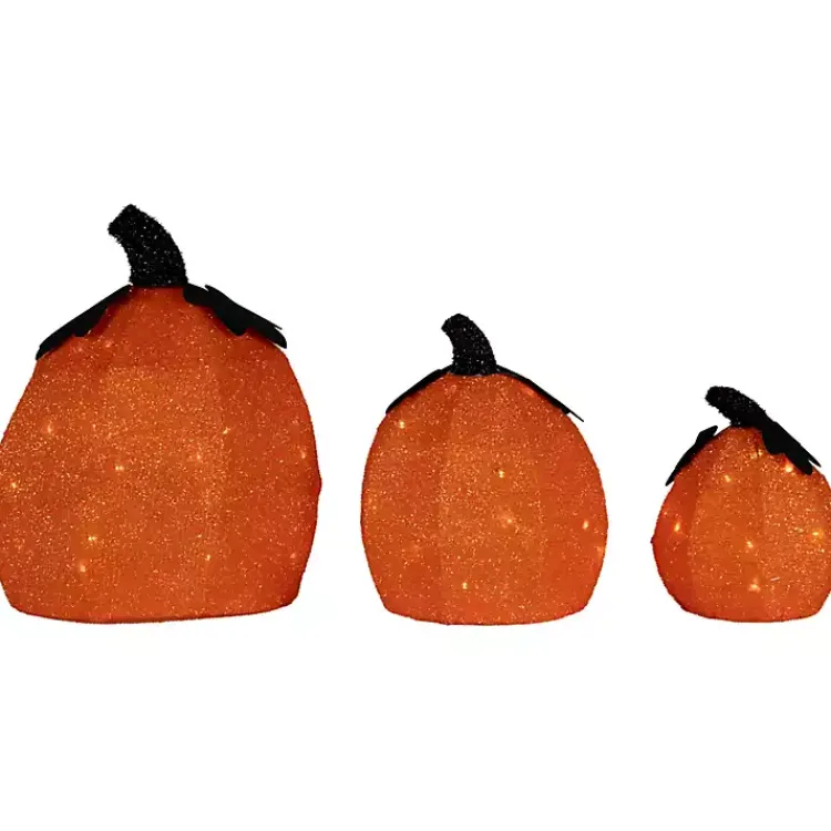 Halloween>Kirklands Home LED Jack O Lanterns Outdoor Decor, Set of 3 Orange