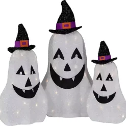 Halloween>Kirklands Home LED Outdoor Jack O Lantern Ghost Trio, Set of 3 White