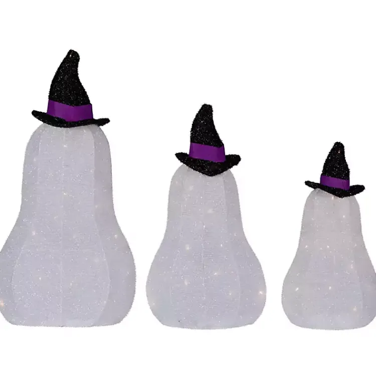 Halloween>Kirklands Home LED Outdoor Jack O Lantern Ghost Trio, Set of 3 White