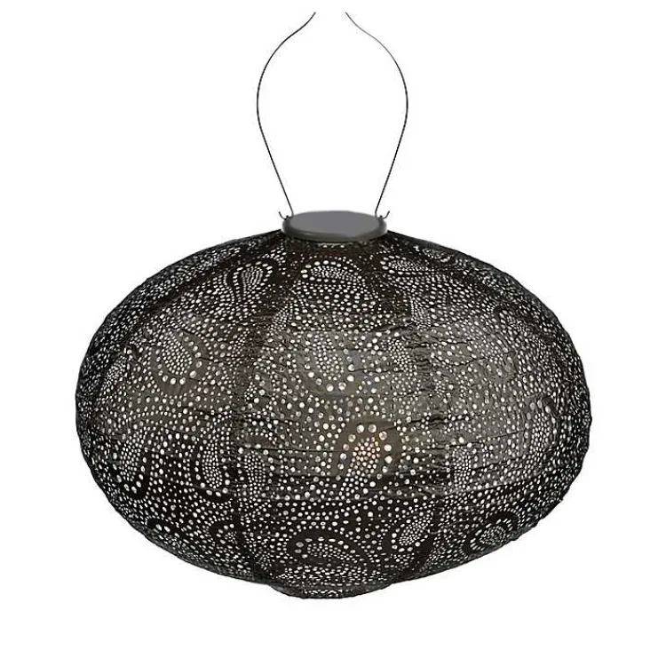 Kirklands Home LED Oval Taupe Outdoor Hanging Lantern Gray Sale