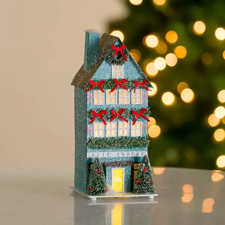 Christmas Decorations>Kirklands Home LED Paper Village Knit Shoppe