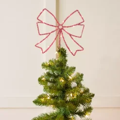 Christmas Tree Decorations>Kirklands Home LED Bow Christmas Tree Topper Pink