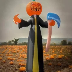 Halloween>Kirklands Home LED Pumpkin Reaper Halloween Inflatable, 20 ft.