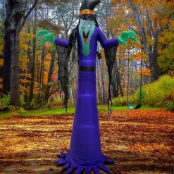 Halloween>Kirklands Home LED Purple Witch Halloween Inflatable, 12 ft.