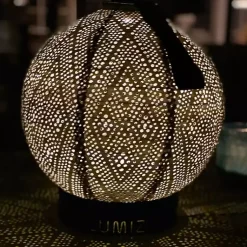 Kirklands Home LED Round Light Taupe Outdoor Hanging Lantern Gray Online
