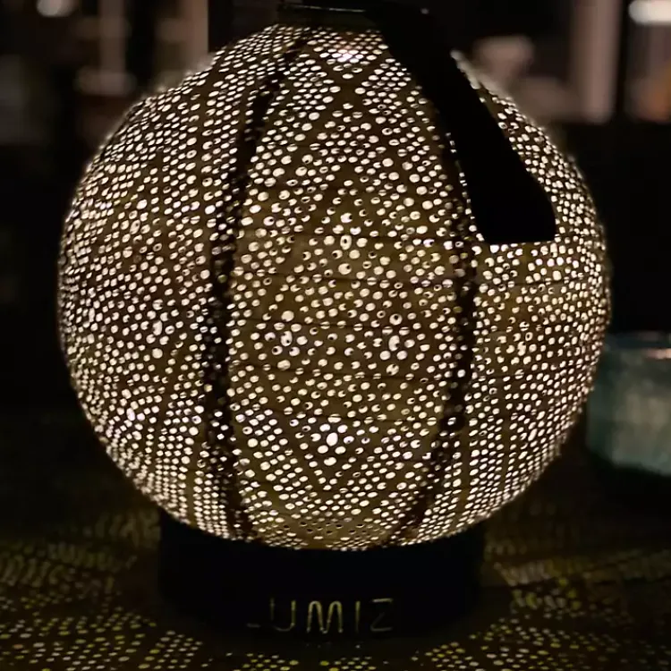 Kirklands Home LED Round Light Taupe Outdoor Hanging Lantern Gray Online