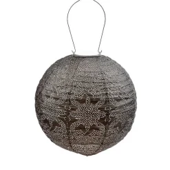 Kirklands Home LED Round Taupe Outdoor Hanging Lantern Gray Best