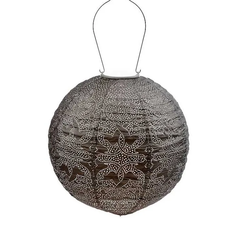 Kirklands Home LED Round Taupe Outdoor Hanging Lantern Gray Best