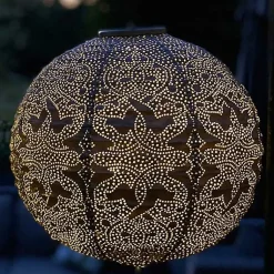 Kirklands Home LED Round Taupe Outdoor Hanging Lantern Gray Best