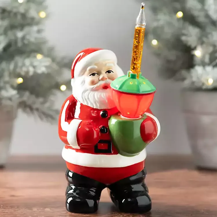 Christmas Decorations>Kirklands Home LED Santa with Bubble Light Figurine Red