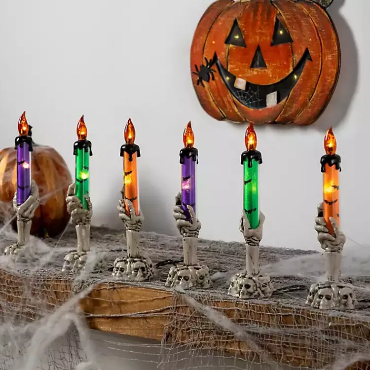 Halloween>Kirklands Home LED Skeleton Hand Candles, Set of 6 Multi