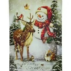 Christmas Art & Wall Decor>Kirklands Home LED Snowman & Reindeer Christmas Canvas Art Print Multi
