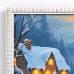 Christmas Art & Wall Decor>Kirklands Home LED Snowman Beaded Framed Art Print
