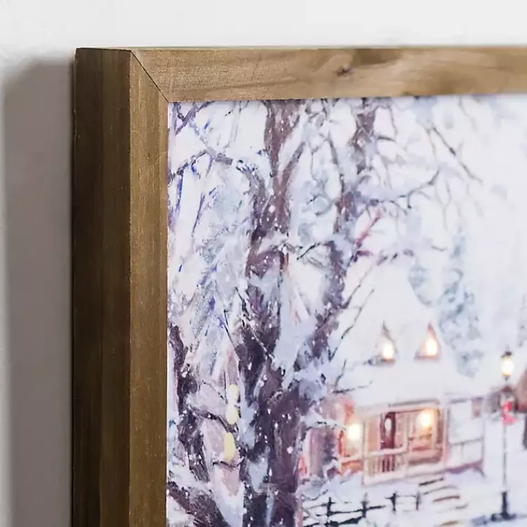 Christmas Art & Wall Decor>Kirklands Home LED Snowy Village Scene Canvas Art Print
