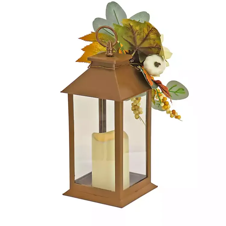 Fall>Kirklands Home LED Sunflower and Eucalyptus Lantern