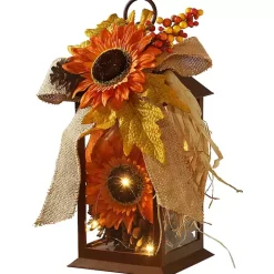 Fall>Kirklands Home LED Sunflower Lantern Orange