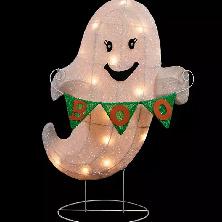 Halloween>Kirklands Home LED White Ghost Boo Banner Halloween Outdoor Décor