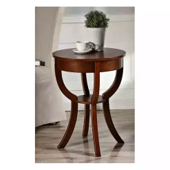 Kirklands Home Leila Round Cherry Accent Table Brown Best