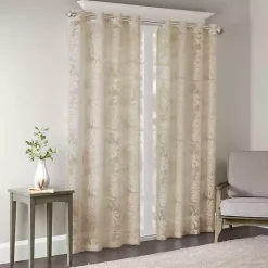Kirklands Home Leilani Palm Leaf Curtain Panel, 95 in. Tan Clearance