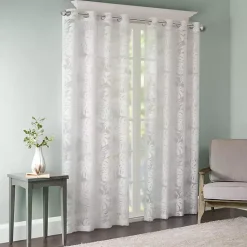Kirklands Home Leilani Palm Leaf Curtain Panel, 84 in. White Best