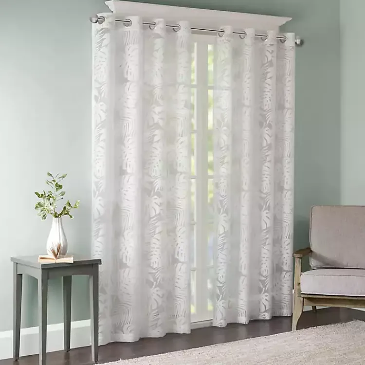 Kirklands Home Leilani Palm Leaf Curtain Panel, 84 in. White Best