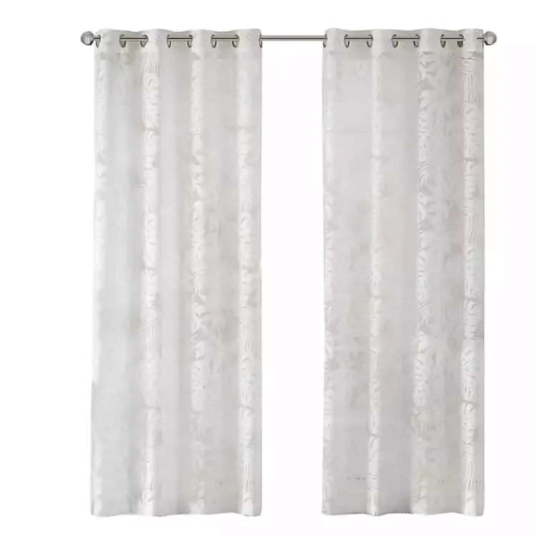 Kirklands Home Leilani Palm Leaf Curtain Panel, 95 in. White