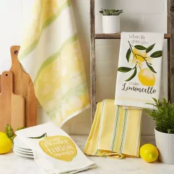 Kirklands Home Lemon Bliss Printed Kitchen Towels, Set of 4 Discount