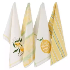 Kirklands Home Lemon Bliss Printed Kitchen Towels, Set of 4 Discount