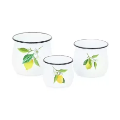 Decorative Bowls & Jars>Kirklands Home Lemon Blossom Enamel Jars, Set of 3